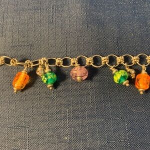 Stamped 925 ANKLET / Ankle Bracelet with Glass Beads